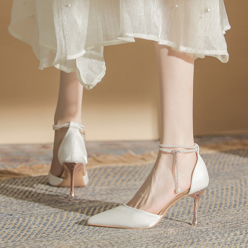 Pearl Ankle Strap Heels – Elegant 6cm & 8cm Heels for Parties & Occasions