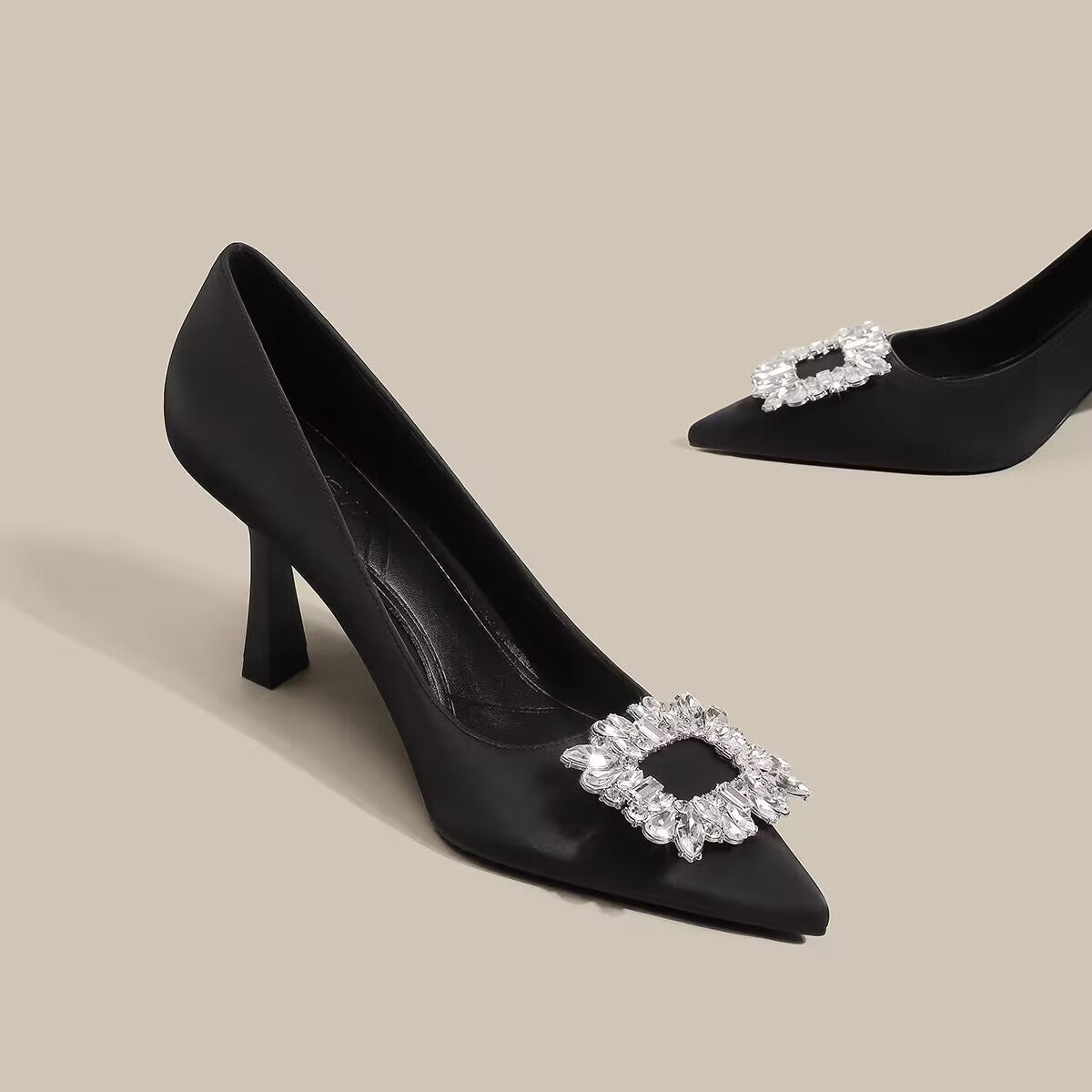 French Pointed High Heels Women Temperament Bride Thin Solid Color