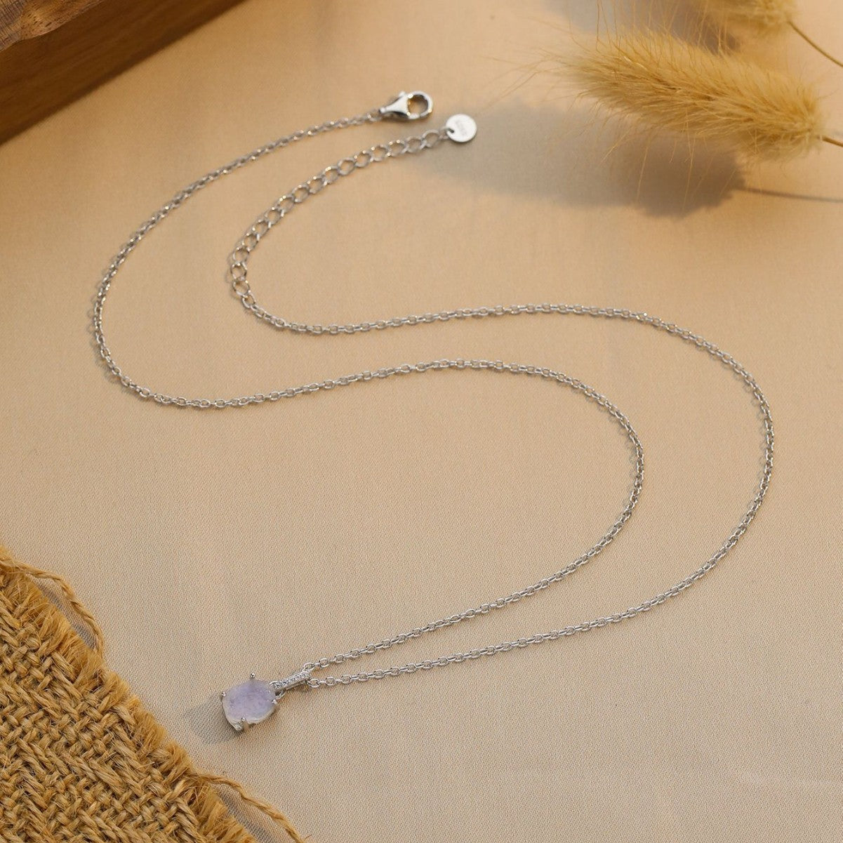 S925 Sterling Silver Moonstone Pendant Necklace Women's Niche Design Fashion All-matching Jewelry