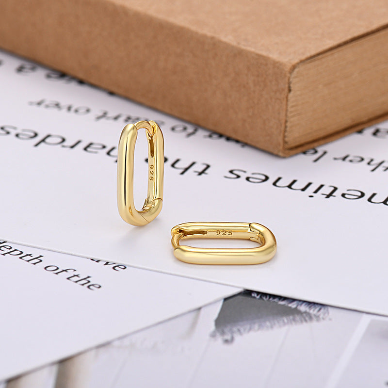 European And American Entry Lux U-shaped Earrings Female Simple Solid