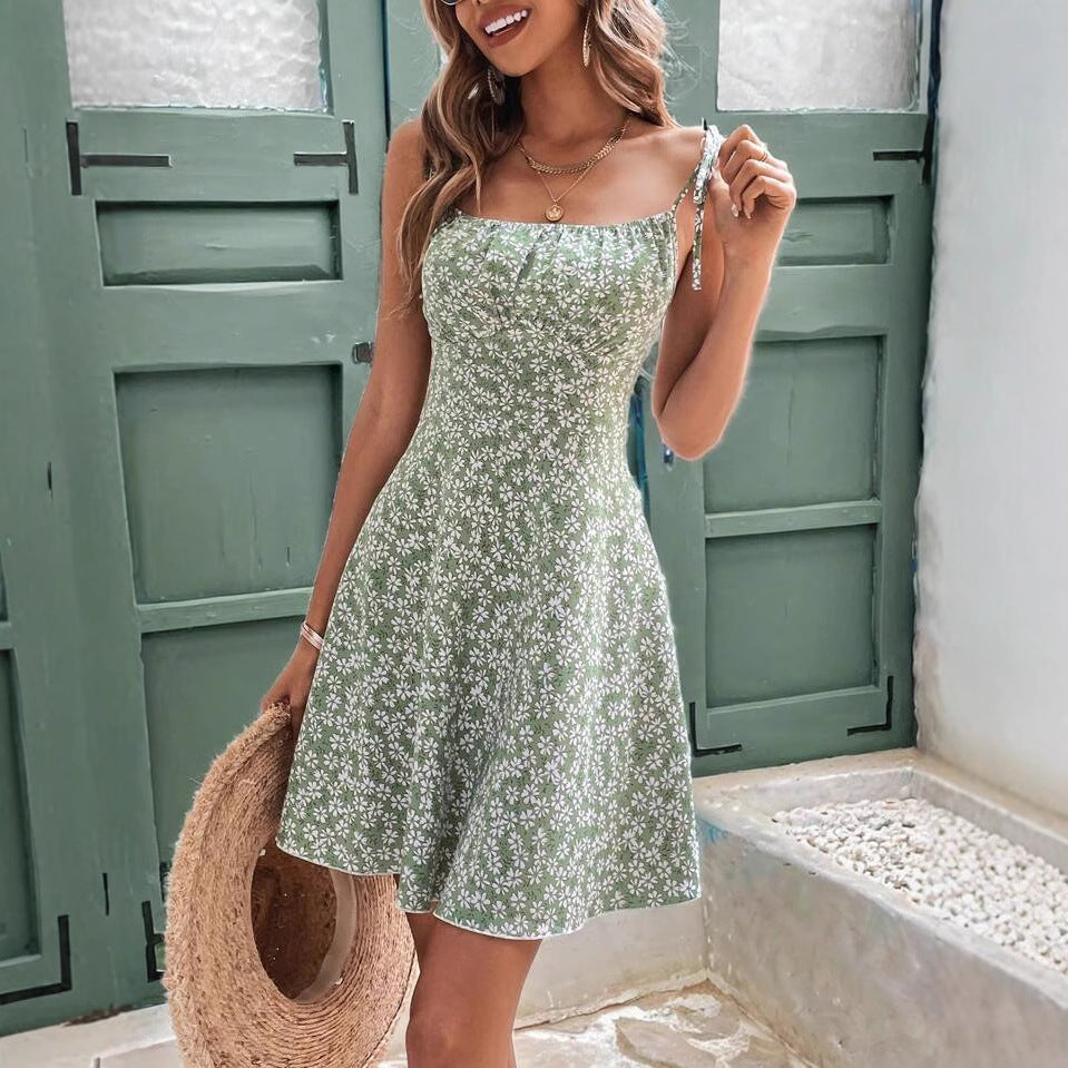 Floral Spaghetti Strap Beach Short Summer Dress