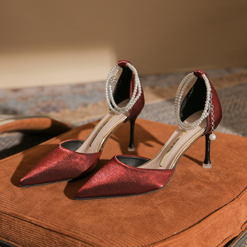 Pearl Ankle Strap Heels – Elegant 6cm & 8cm Heels for Parties & Occasions