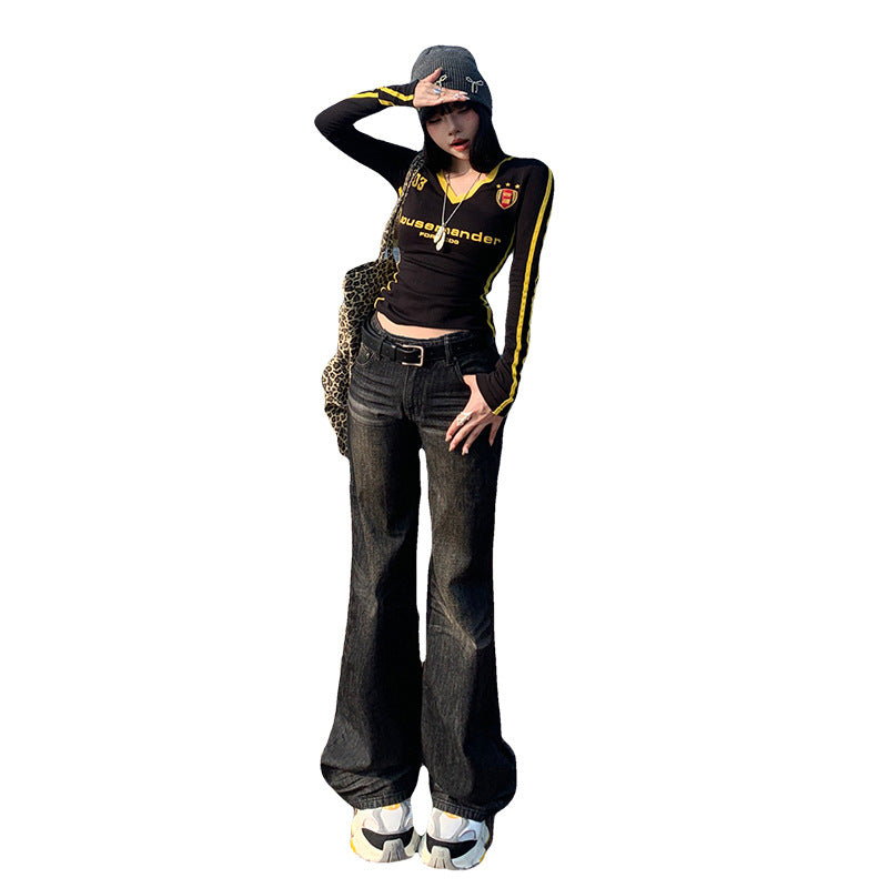 Low Waist Skinny Jeans New Straight Loose Wide Leg For Women's