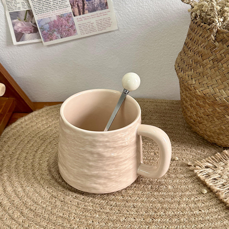 Textured Ceramic Mug & Spoon Gift Set with Bag Rock Textured Ceramic Coffee Niche Mug