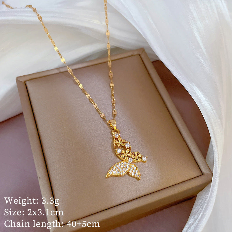 Zircon Cute Butterfly Luxury Necklace For Women's