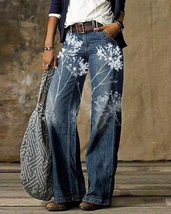 Diagonal Cloth Jeans 3D Pattern Casual Jeans For Women's