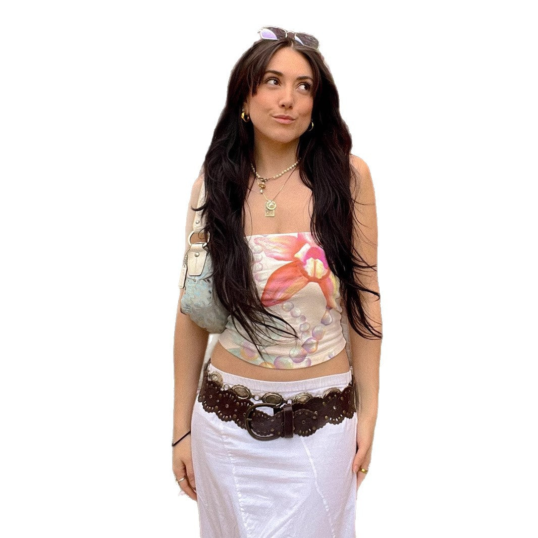 Girl's Younger Island Shell Flower Tube Top Vest For Women's