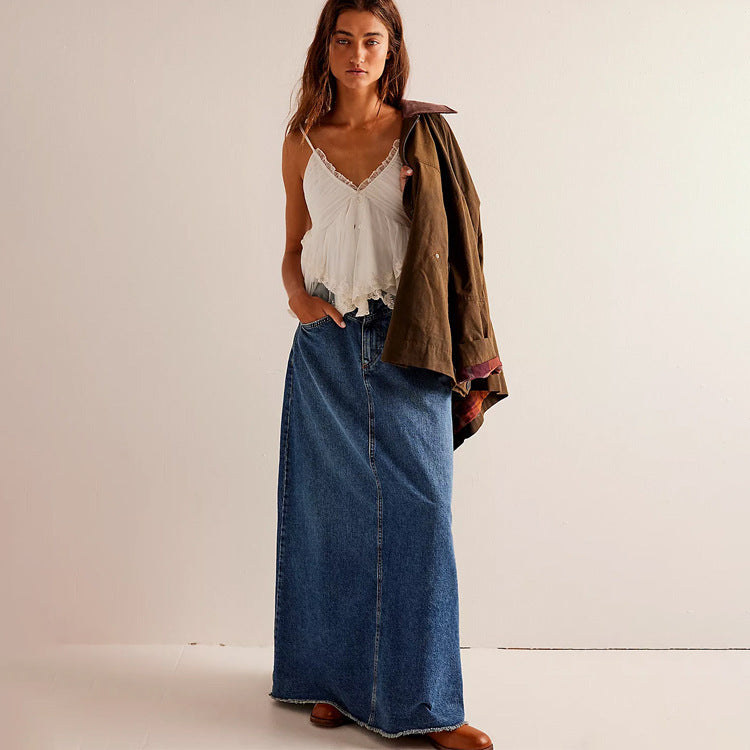 Loose Straight Casual Denim Skirt Women's