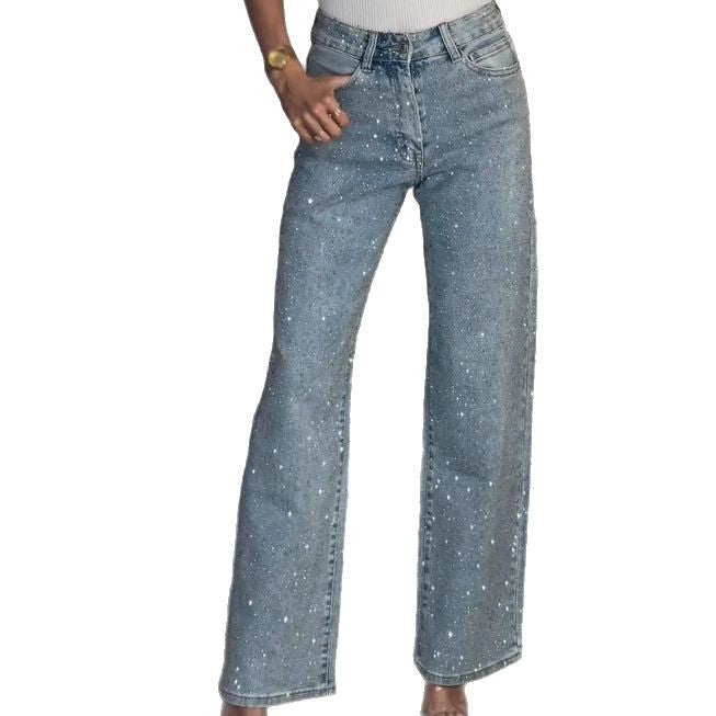 High-end High Waist Straight Personalized Hot Girl High Street Trousers For Women's