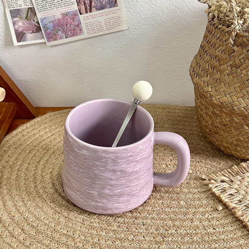 Textured Ceramic Mug & Spoon Gift Set with Bag Rock Textured Ceramic Coffee Niche Mug