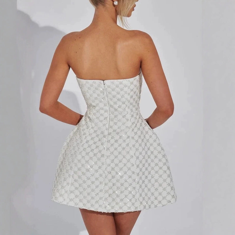 Versatile Off-Shoulder Short Dress Women's Classic Tube Top Dress