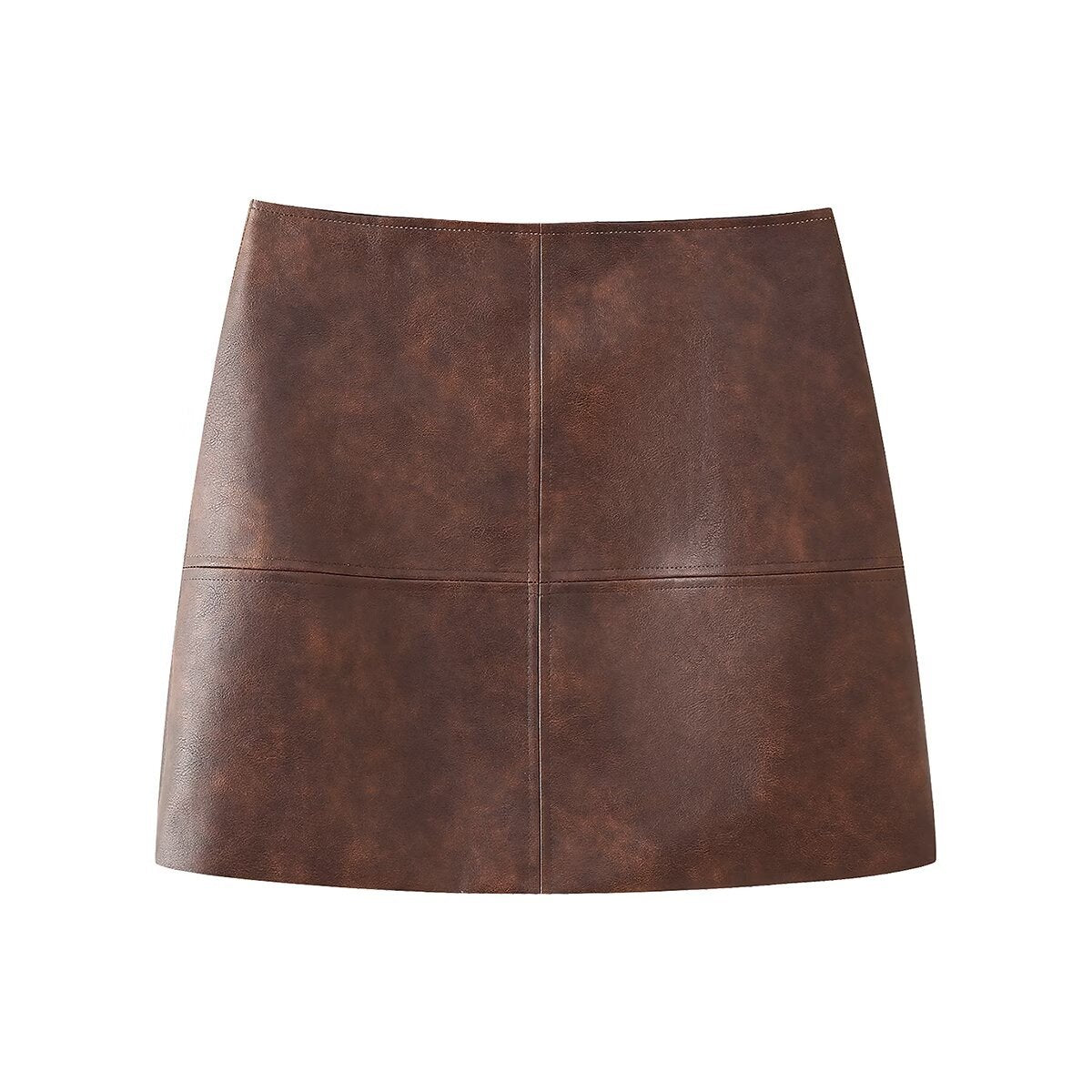 Retro Lapels Long-sleeved Zipper Leather Jacket Skirt Women's
