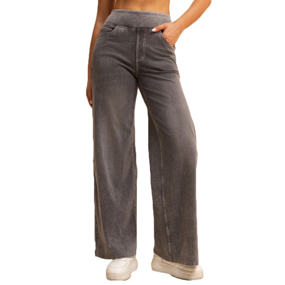 Casual High Waist Mid-light Gray Loose Jeans