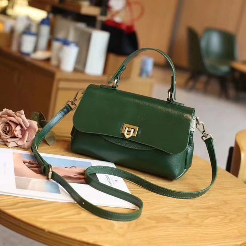 Vintage Style Leather Flap Crossbody Bag Women's Retro Fashion Multi-bag Leather Handbag