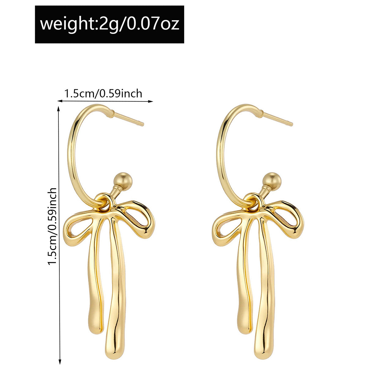 Metal Fashion Minimalist Bowknot Stud Earrings For Women's