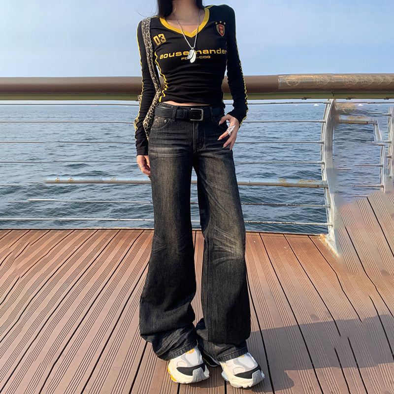 Low Waist Skinny Jeans New Straight Loose Wide Leg For Women's