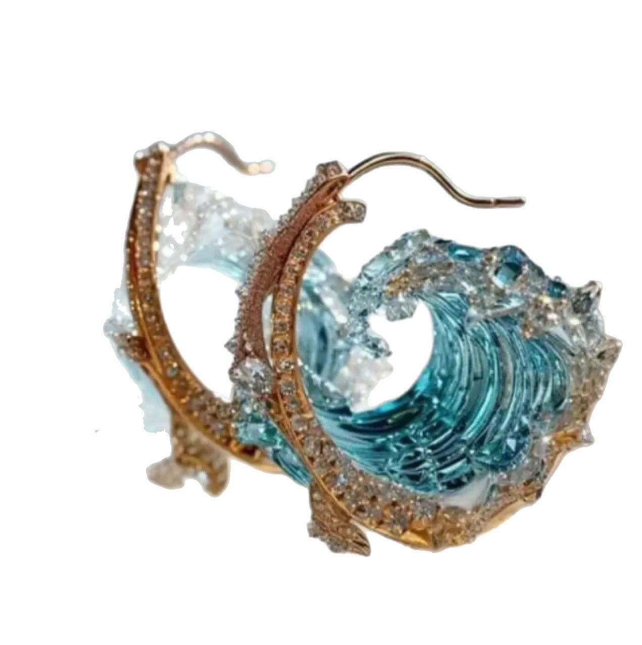 Unique Ocean Inspired Wavy Hoop Earrings with Crystal Accents Creative Sky Blue HAILANG Resin Earrings