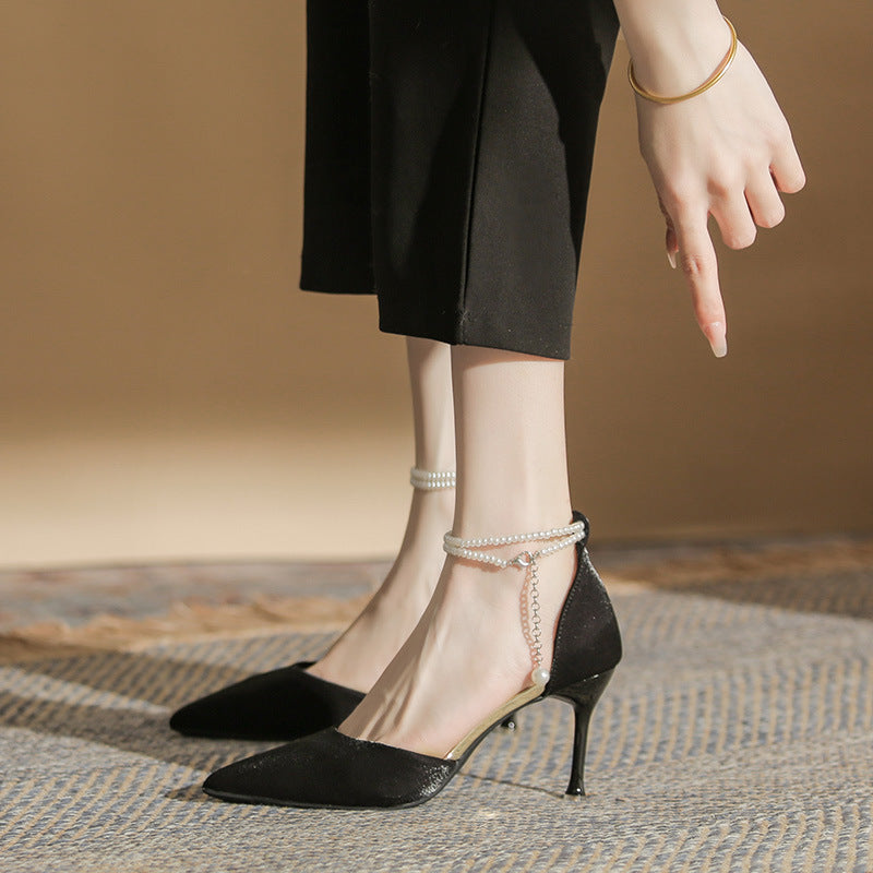 Pearl Ankle Strap Heels – Elegant 6cm & 8cm Heels for Parties & Occasions