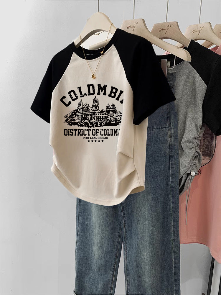 Retro New Gentle Sweet And Spicy Short T-shirt For Women's