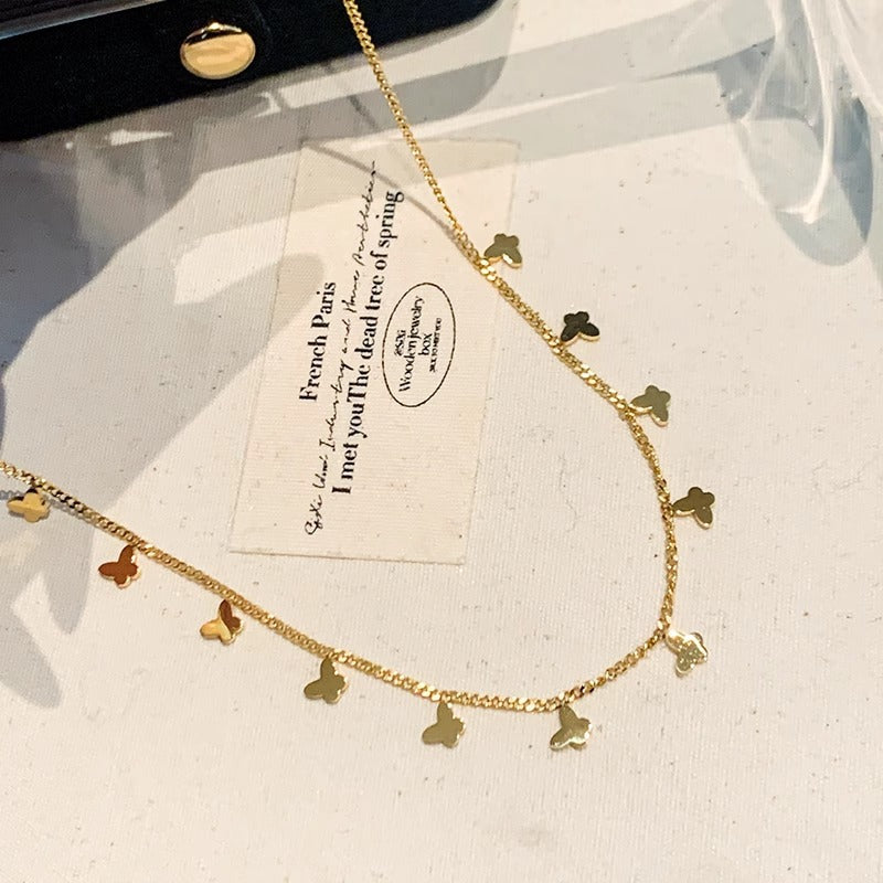 Delicate Gold Tone Multiple Butterfly Pendant Necklace Multiple Small Butterfly Necklaces For Women