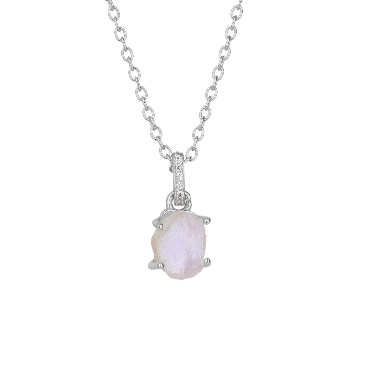 S925 Sterling Silver Moonstone Pendant Necklace Women's Niche Design Fashion All-matching Jewelry