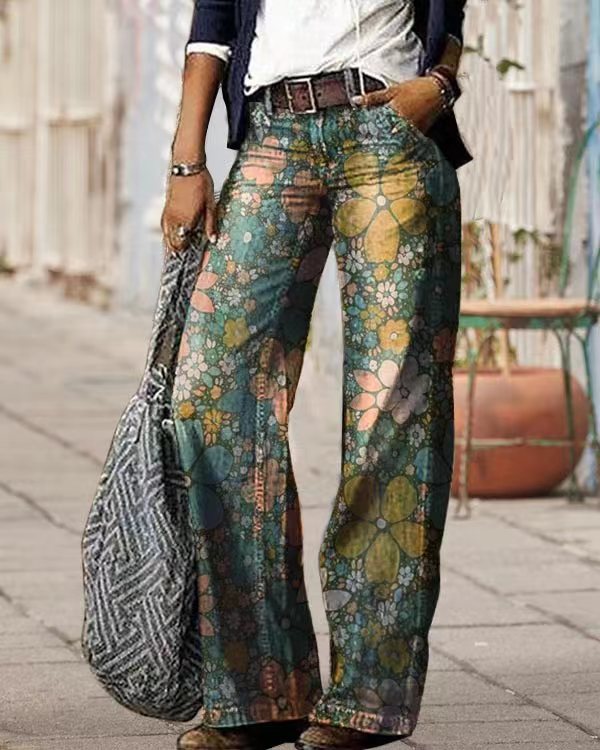 Diagonal Cloth Jeans 3D Pattern Casual Jeans For Women's