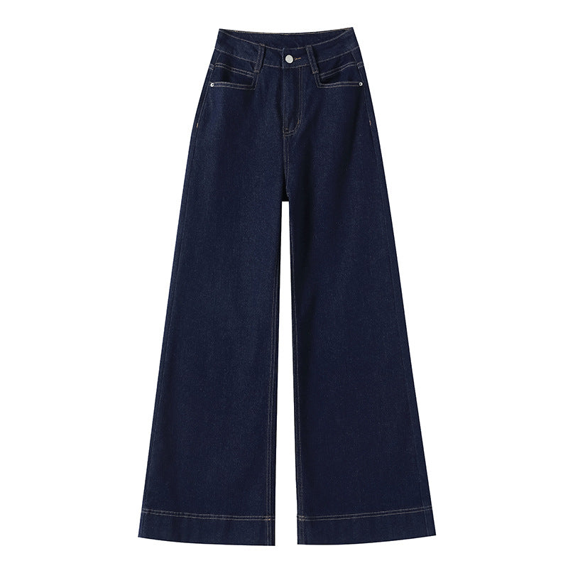Classic Wide-Leg High Waist Jeans – Korean Minimalist Chic New High Waist Wide Leg Jeans Women Loose Casual