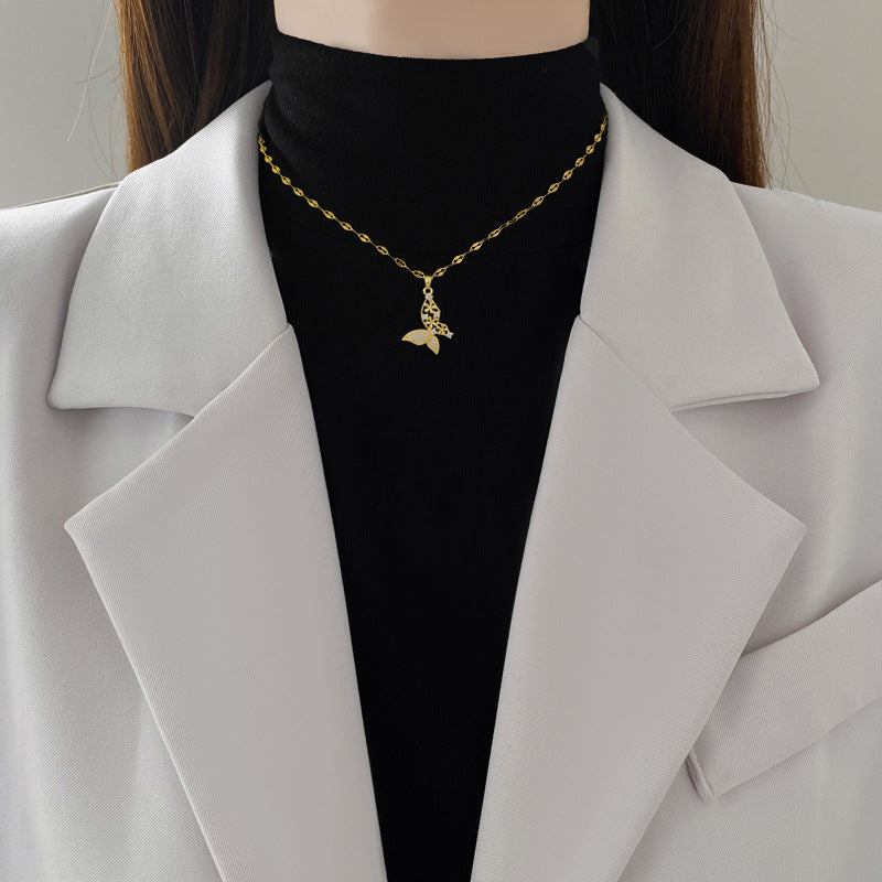 Zircon Cute Butterfly Luxury Necklace For Women's
