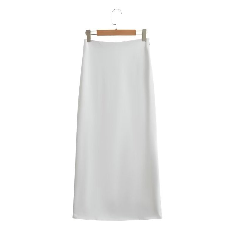 New Silk Satin Short Sleeve Shirt Skirt Suit For Women
