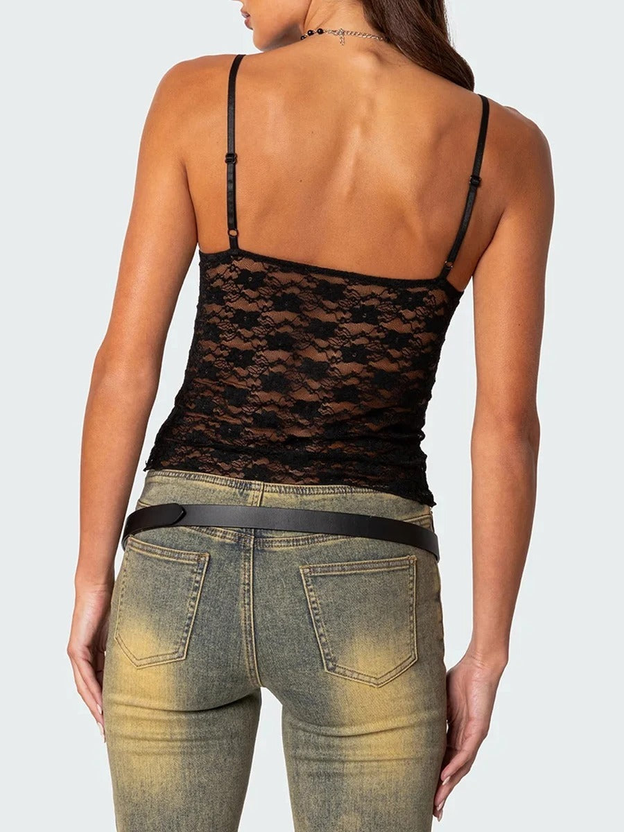 Short Lace Spaghetti-strap Camisole Top Women's