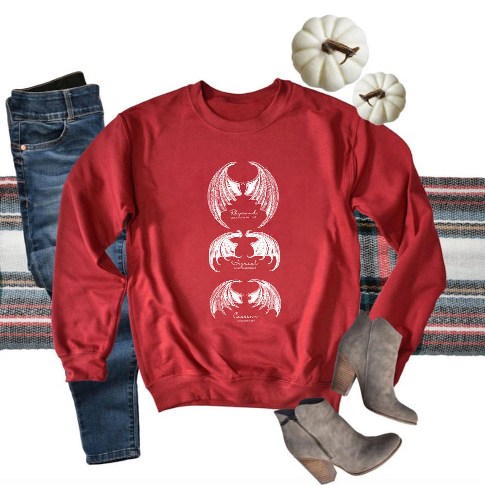 Mythical Creature Graphic Sweatshirt - Women Crewneck Pullover Night Shirt Thorns And Rose Court T-shirt