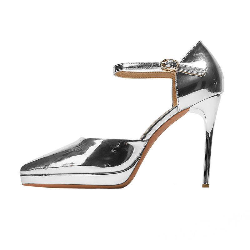 Pointed-toe Waterproof Platform Hollow 10 5cm Women's High Heels