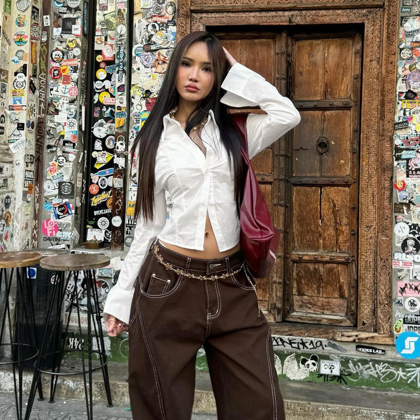 Commuter Professional Waist-controlled Lace-up Shirt Hot Girl Street