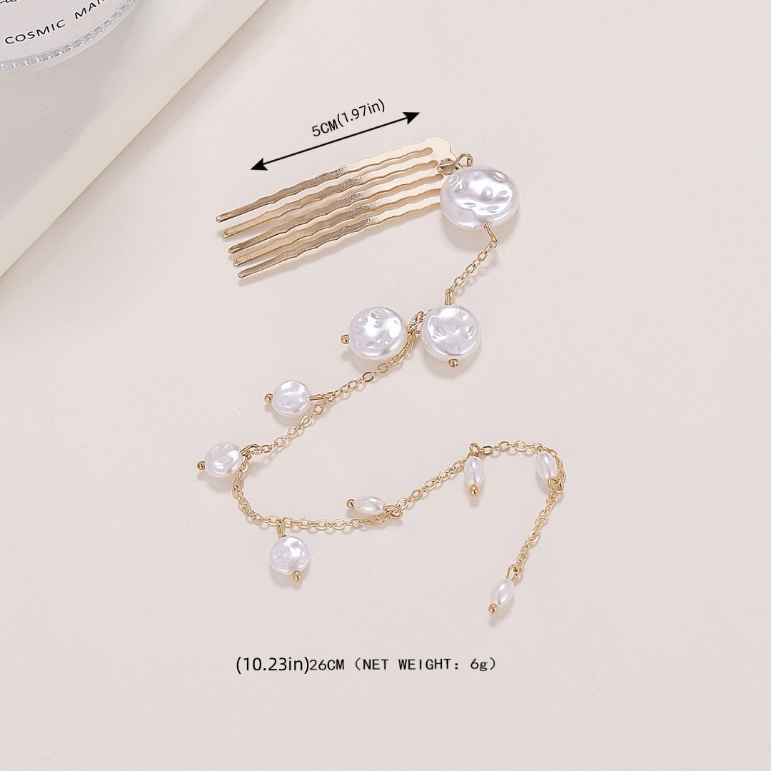 Long Draped Pearl & Rhinestone Hair Chain / Hair Vine Braided Chain Hair Accessories Wholesale Serpentine Accessories