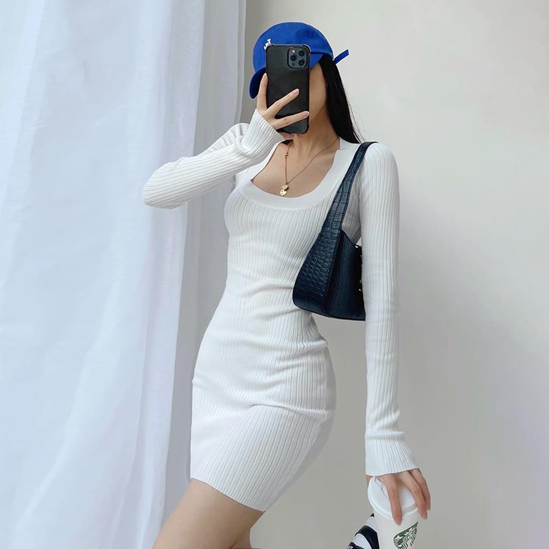 French Slim Knitted Dress Slim fit Bodycon Dress Women's