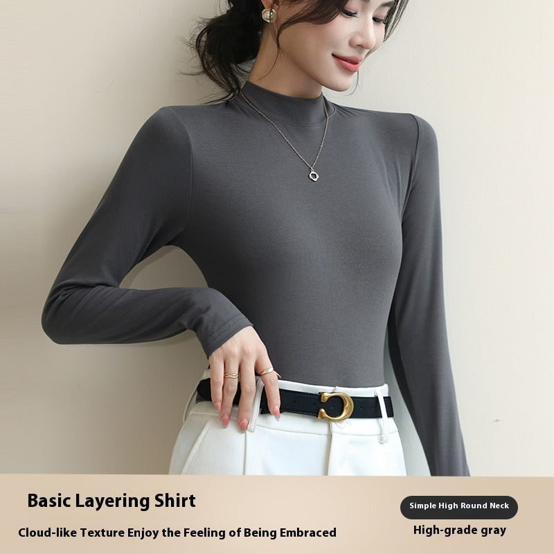 Half Turtleneck Bottoming T-Shirt Women's Autumn And Winter New Western Style