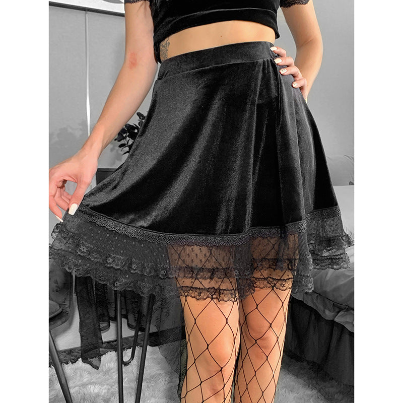 Fashion Solid Color Lace Short Skirt