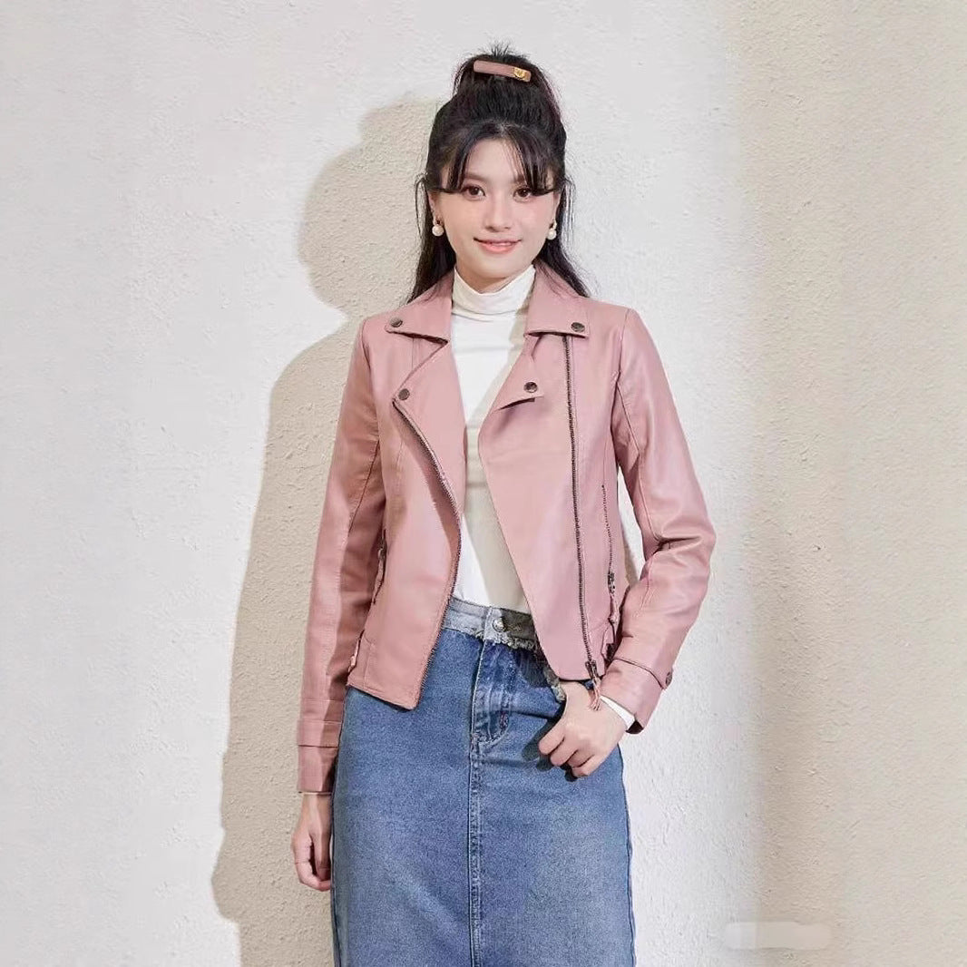 Pu Motorcycle Leather Short Korean Slim Fit Plus Size