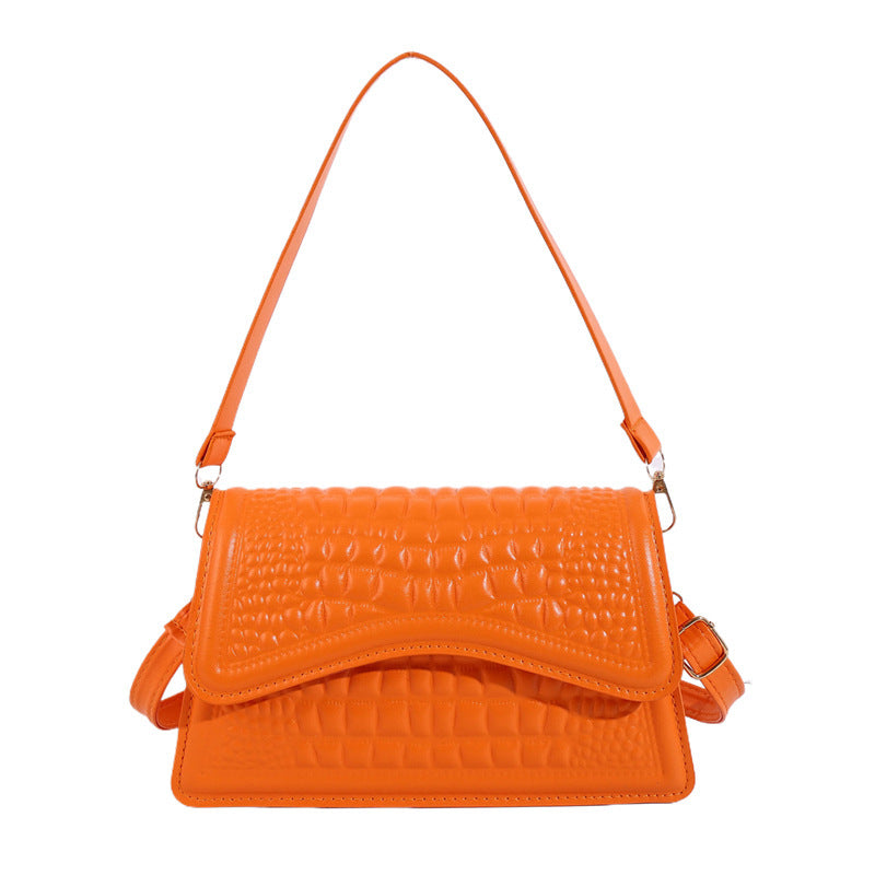 Croc-Embossed Mini Handbag – Bold Colors, Big Style Pattern Shoulder Commuter Western Style Messenger Bag