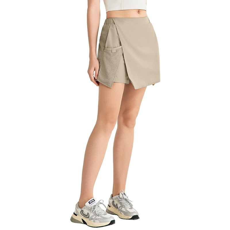 Fake Two-piece Sports Shorts Women's Outer Wear Slimming Anti-emptied Outdoor Mountaineering Front Skirt Rear Pants