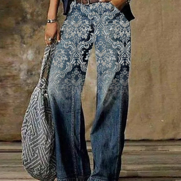 Diagonal Cloth Jeans 3D Pattern Casual Jeans For Women's