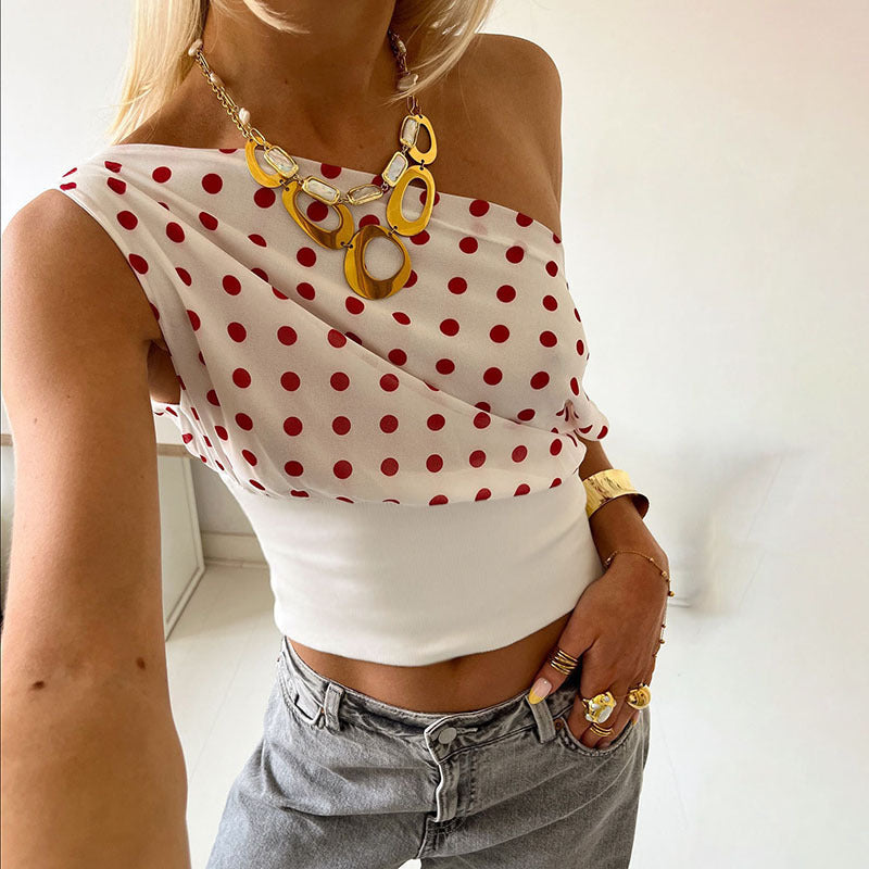 Retro One-shoulder Navel-exposed Waist-controlled Top