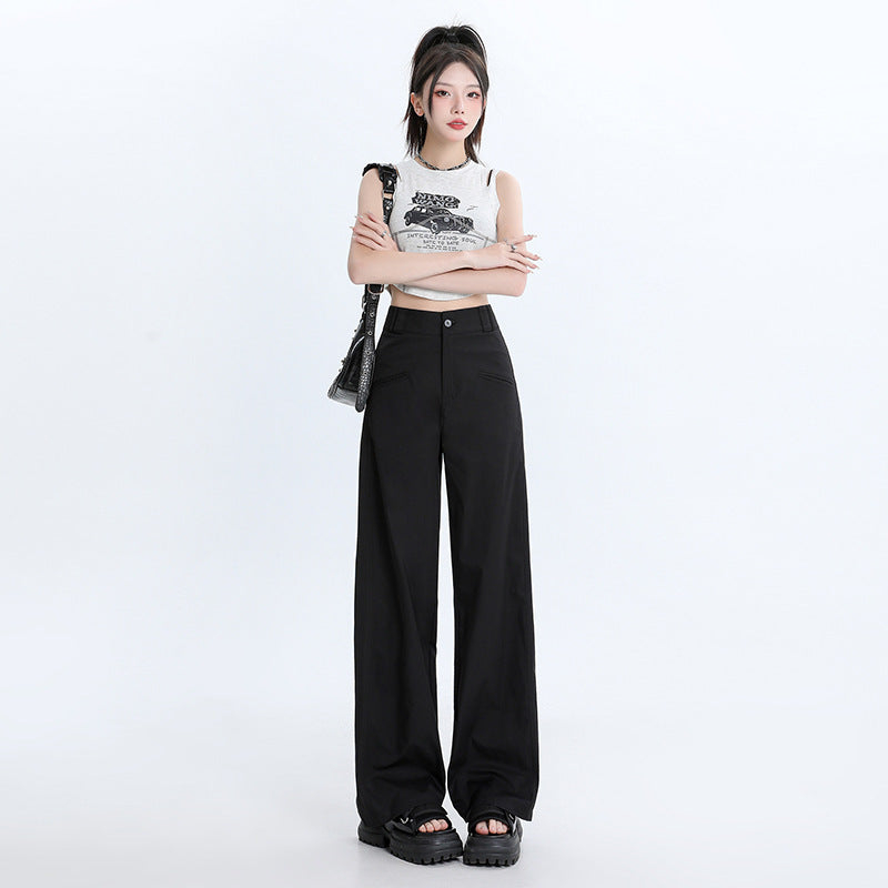 Urban Sleek Wide-Leg Trousers – Minimalist Street Edge Fashion Personality Wide-leg Casual Pants Women