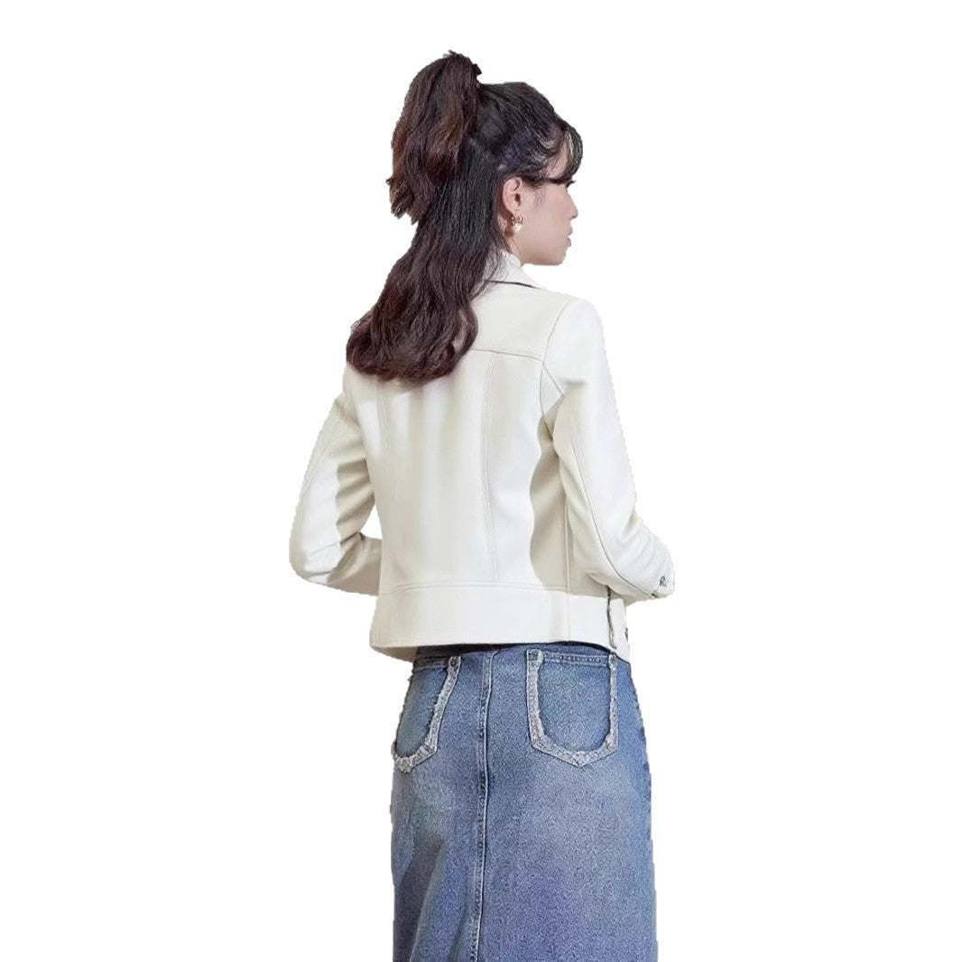 Pu Motorcycle Leather Short Korean Slim Fit Plus Size