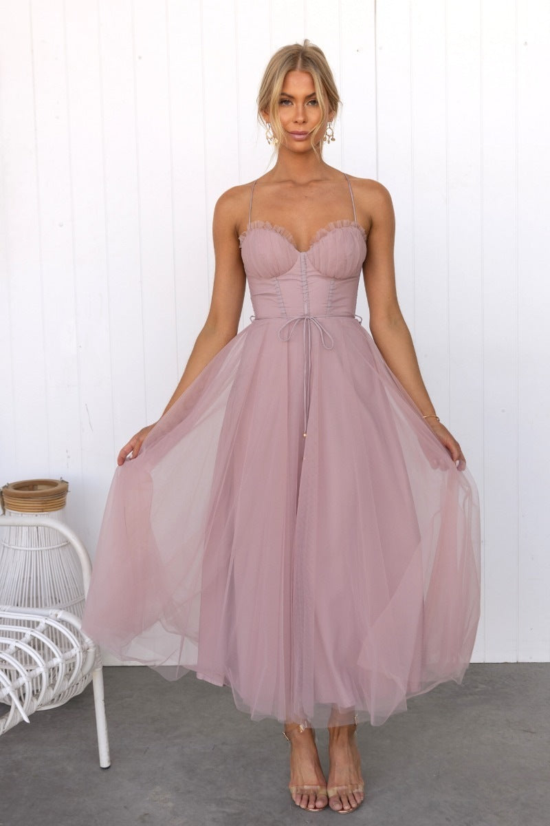 Temperament Camisole Mesh Party Evening Dress For Women's