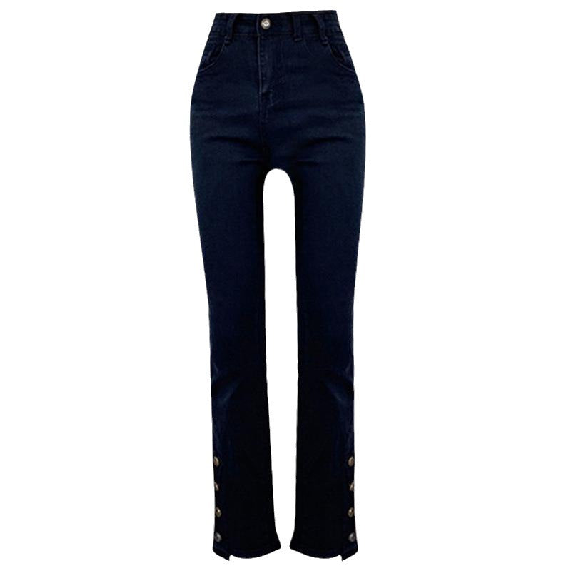 Side Button Slim Jeans – Chic, Modern, and Effortlessly Cool High Waist Slimming Retro Jeans For Women