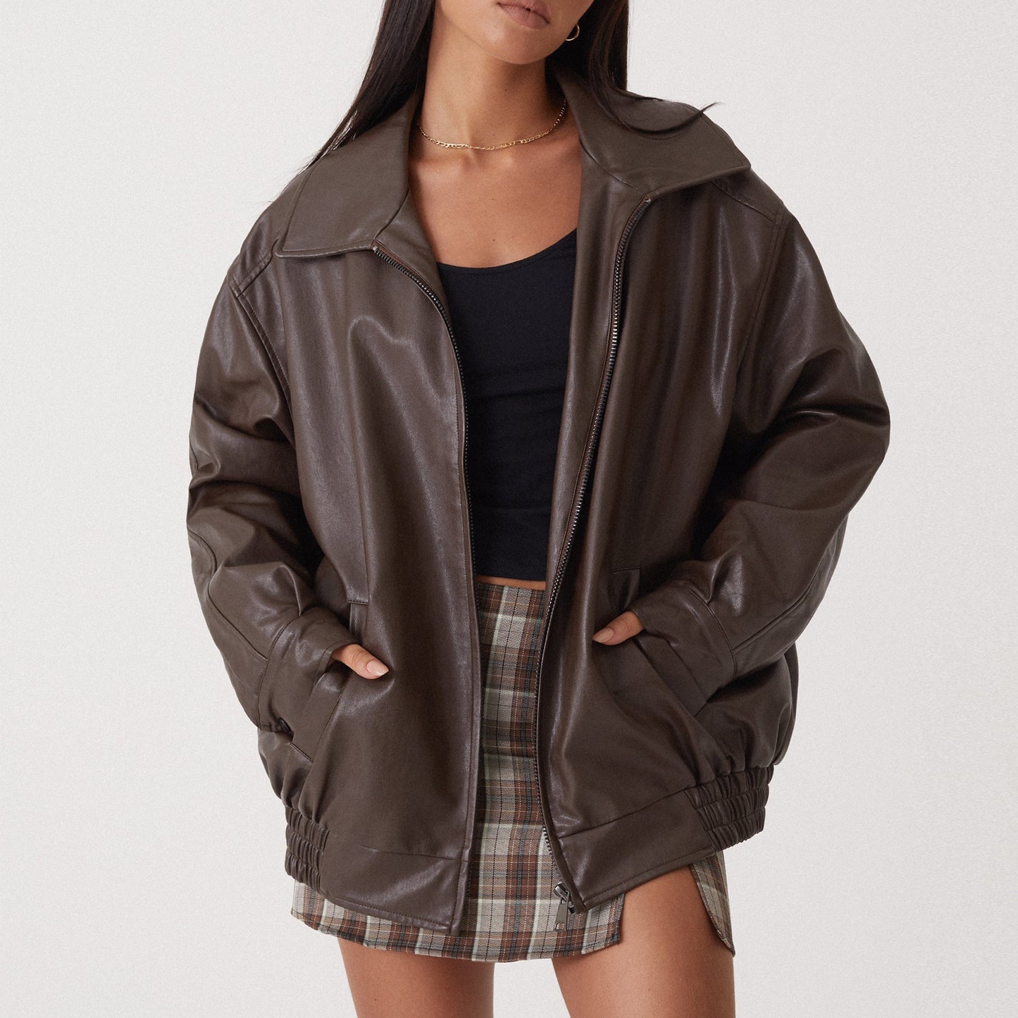 Leather Coat Locomotive Style Top For Women's