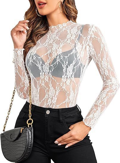Mesh Top Long Sleeve Transparent Crop Top For Women's