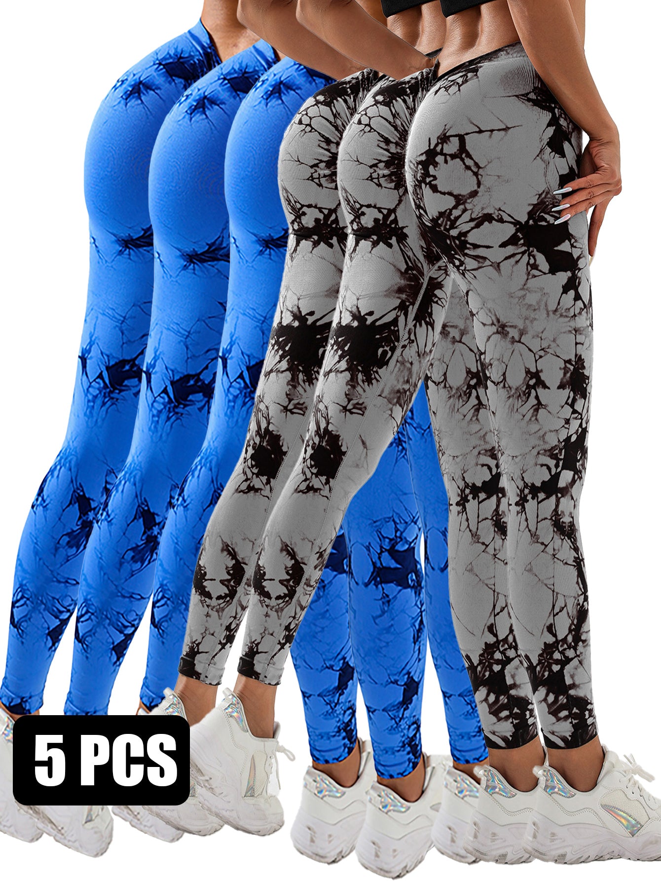 Tie-Dye Booty Boost Leggings (5-Pack) Dyed Yoga Pants With A Waistband At The Lower Back Active Yoga Pants