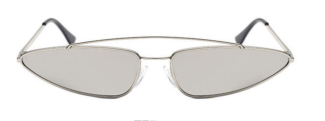 Retro Skinny Cat Eye Sunglasses New Double Metal Frame Vintage Sunglasses